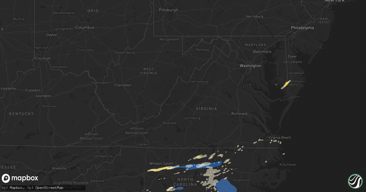 Hail map in Virginia on August 15, 2023