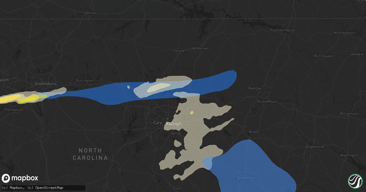 Hail map in Wake Forest, NC on August 15, 2023