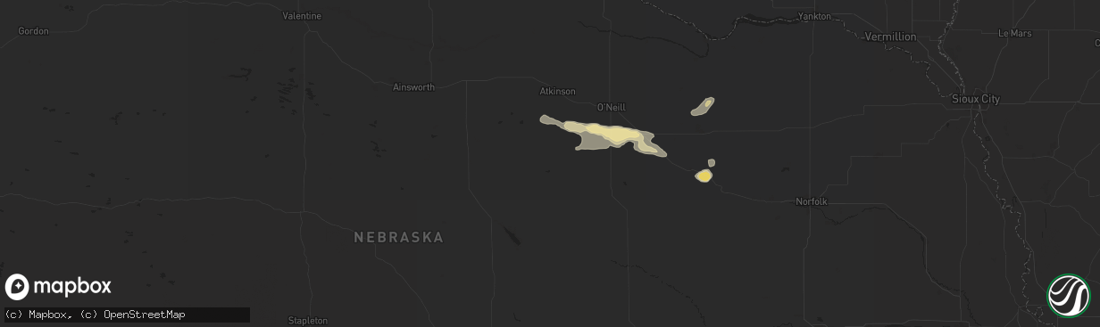 Hail map in Amelia, NE on August 15, 2024