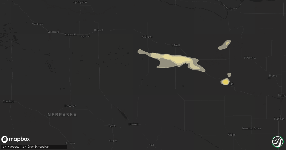 Hail map in Amelia, NE on August 15, 2024