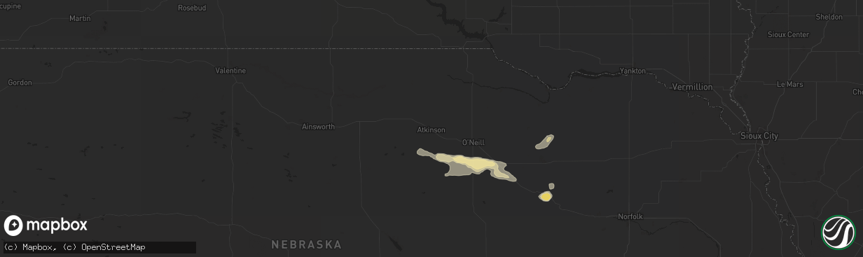 Hail map in Atkinson, NE on August 15, 2024