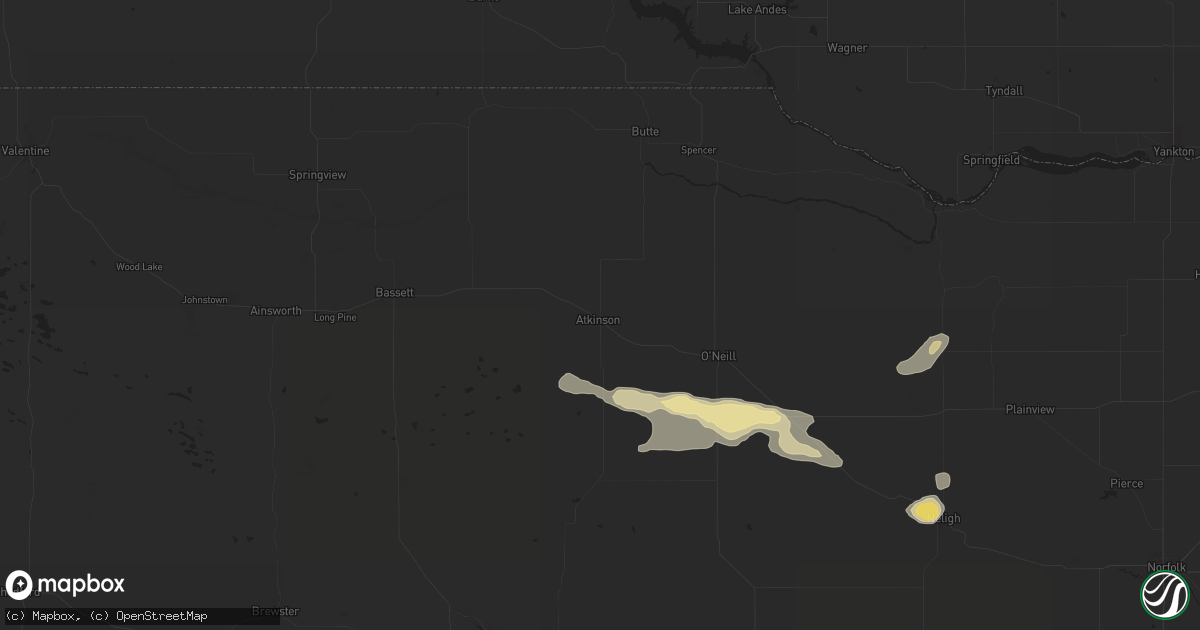 Hail map in Atkinson, NE on August 15, 2024