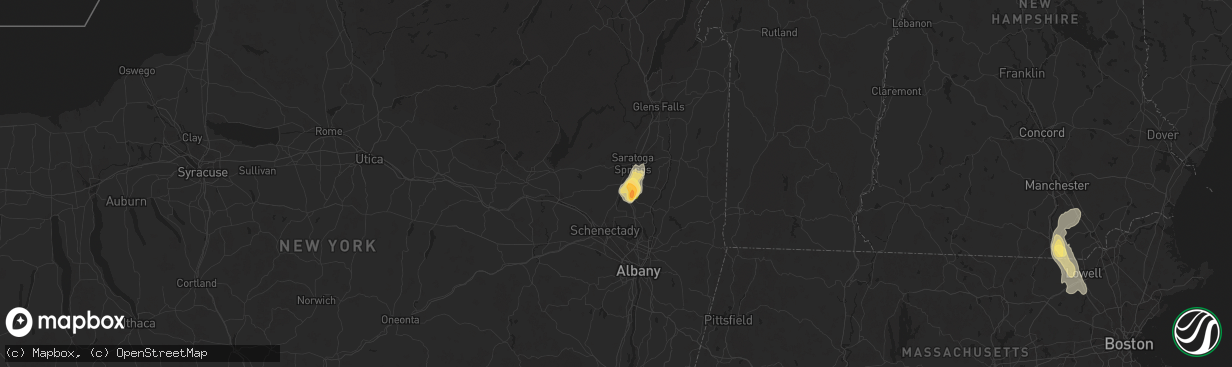 Hail map in Ballston Spa, NY on August 15, 2024