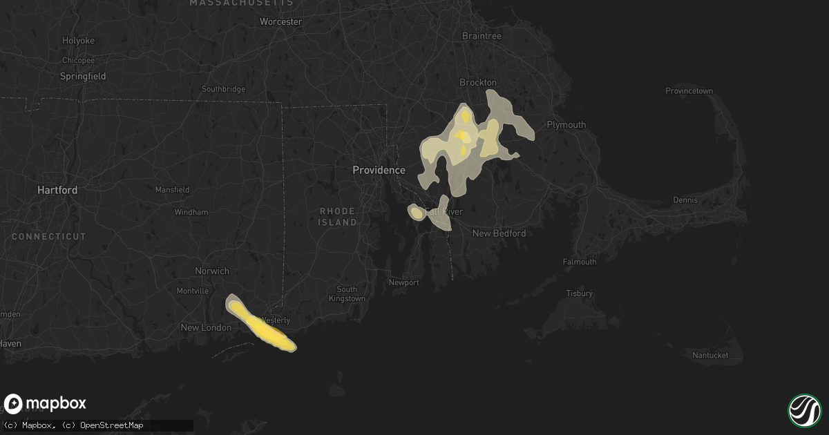 Hail map in Bristol, RI on August 15, 2024