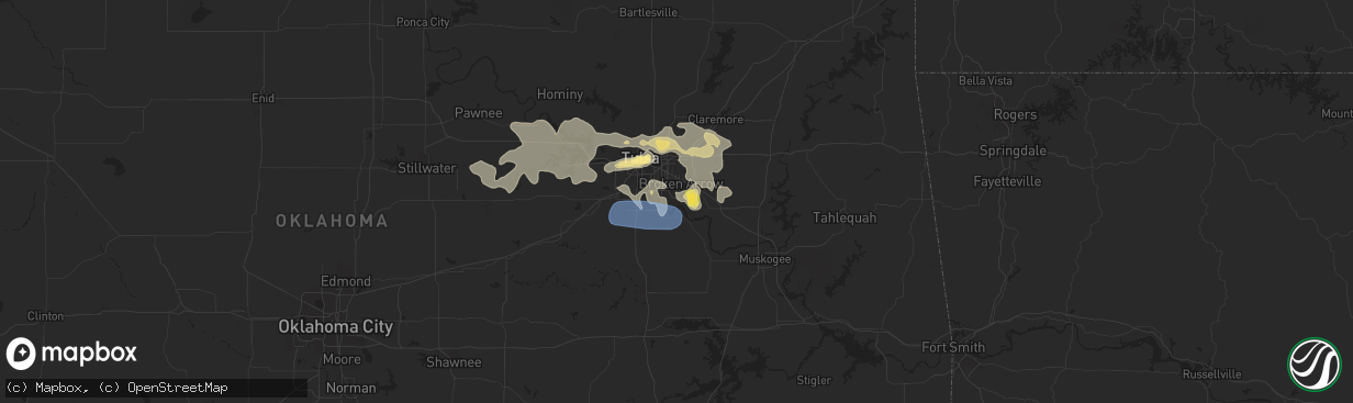 Hail map in Broken Arrow, OK on August 15, 2024