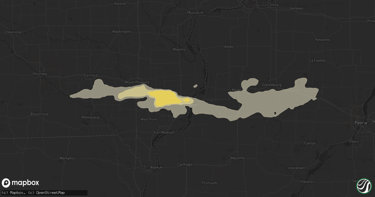 Hail map in Burlington, IA on August 15, 2024
