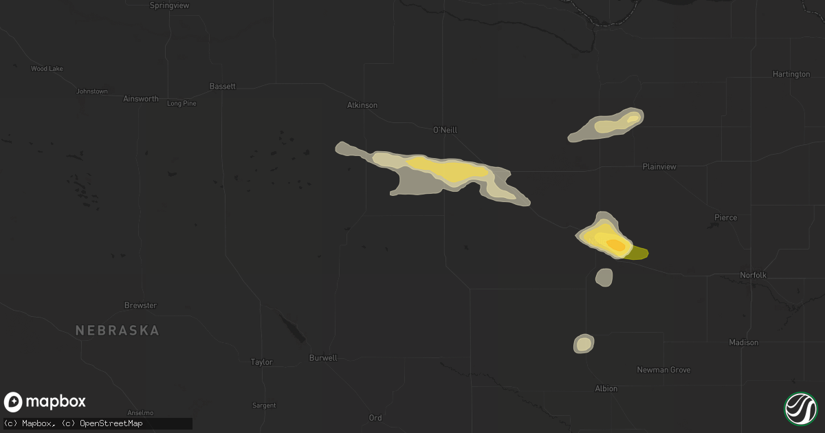 Hail map in Chambers, NE on August 15, 2024