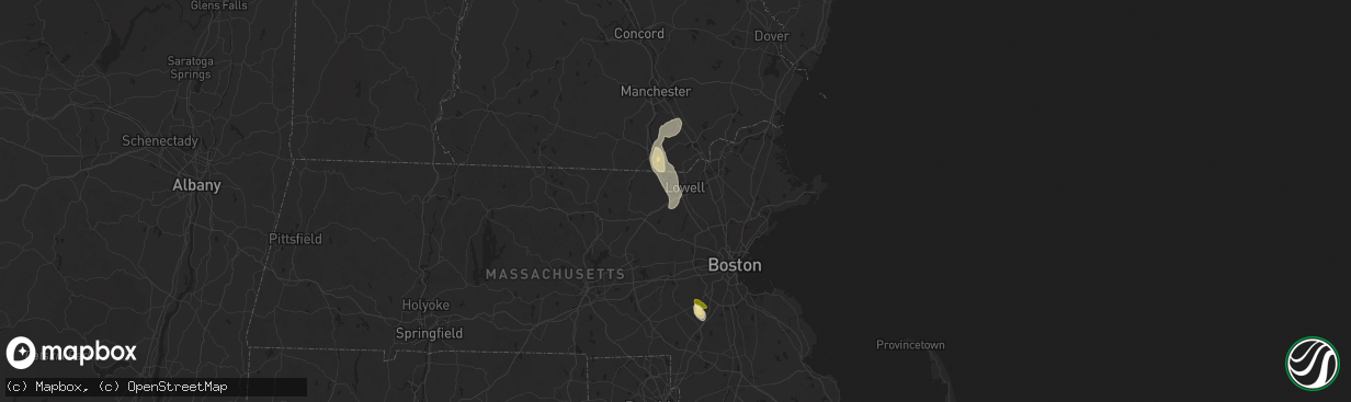 Hail map in Chelmsford, MA on August 15, 2024