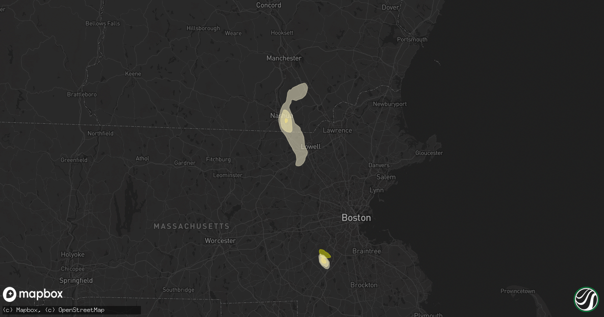 Hail map in Chelmsford, MA on August 15, 2024