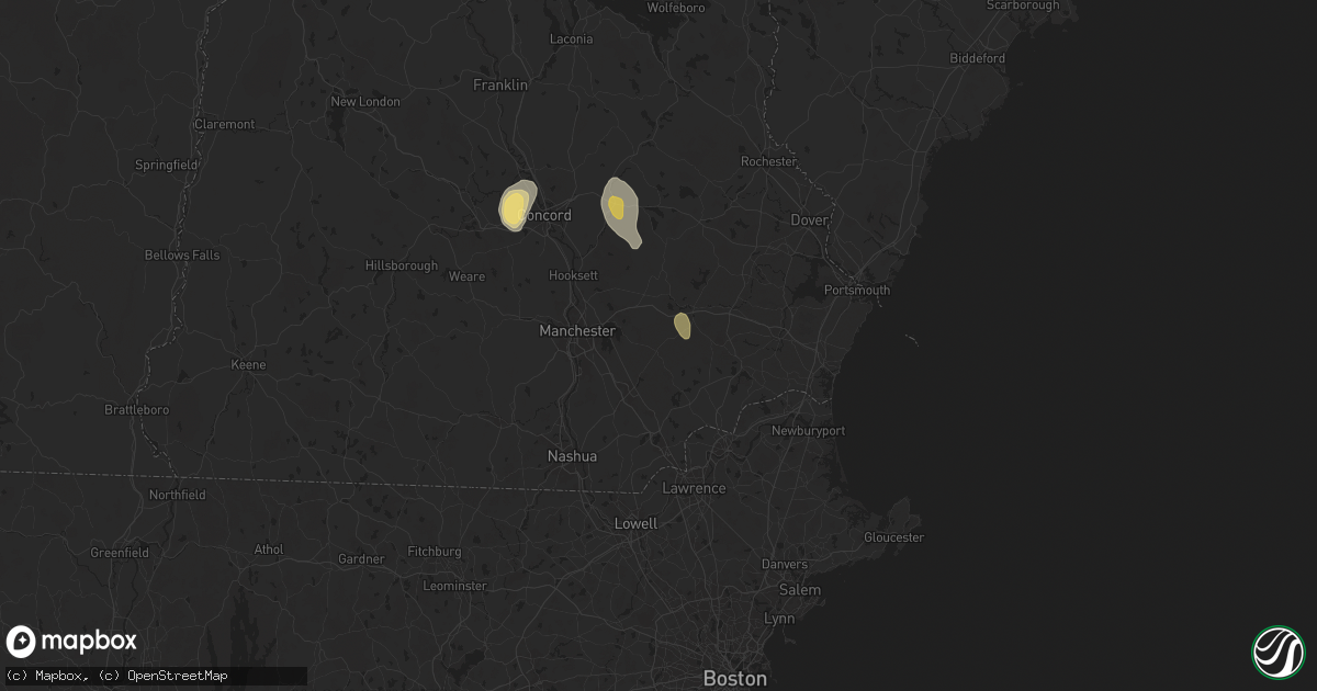 Hail map in Chester, NH on August 15, 2024