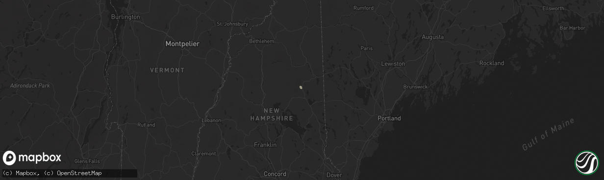 Hail map in Chocorua, NH on August 15, 2024