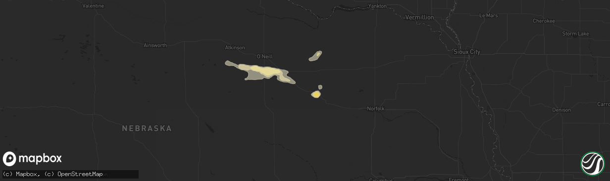 Hail map in Clearwater, NE on August 15, 2024