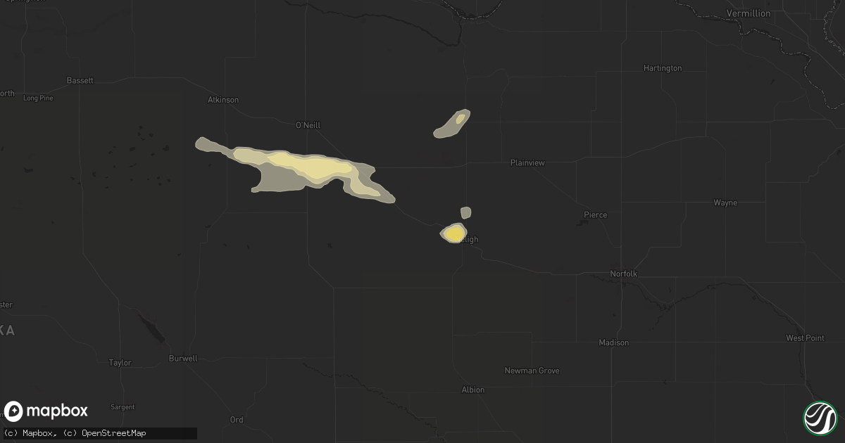 Hail map in Clearwater, NE on August 15, 2024