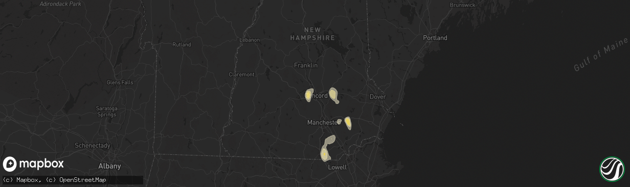 Hail map in Concord, NH on August 15, 2024