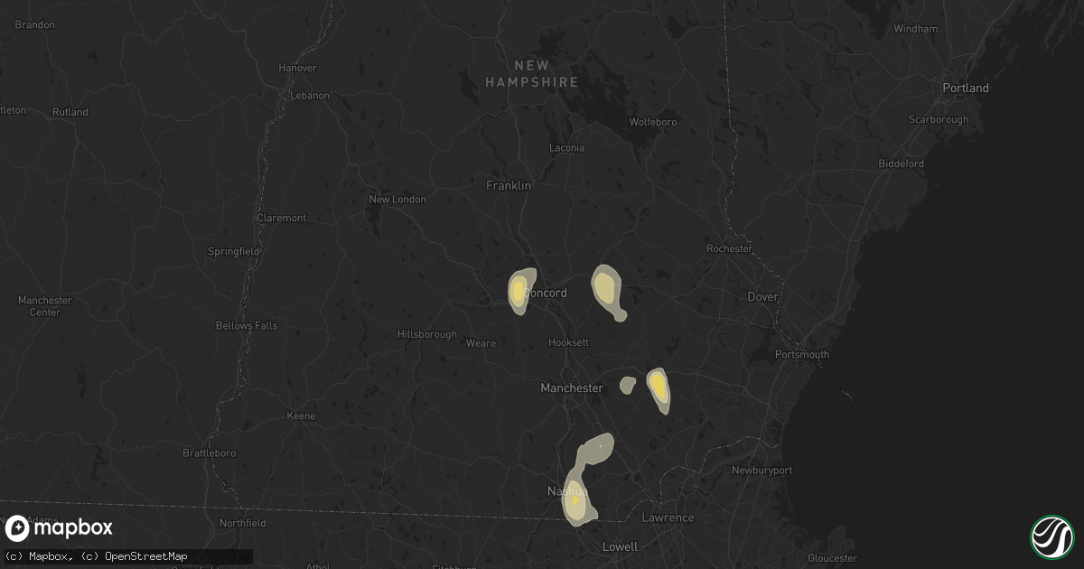 Hail map in Concord, NH on August 15, 2024
