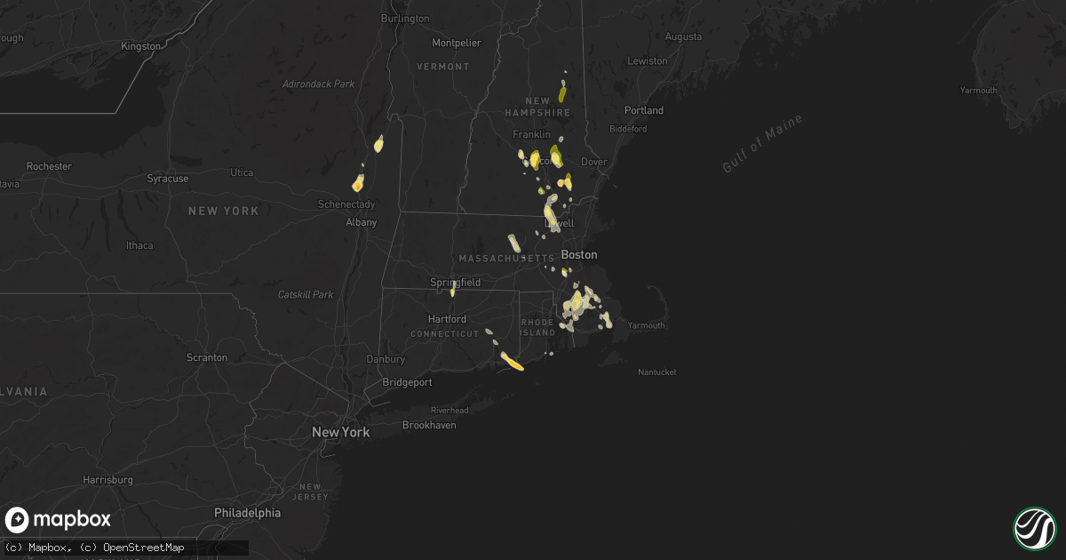 Hail map in Connecticut on August 15, 2024