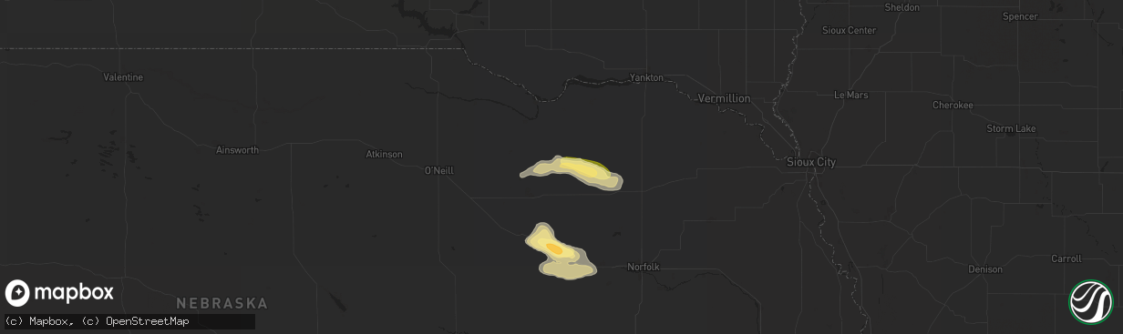 Hail map in Creighton, NE on August 15, 2024