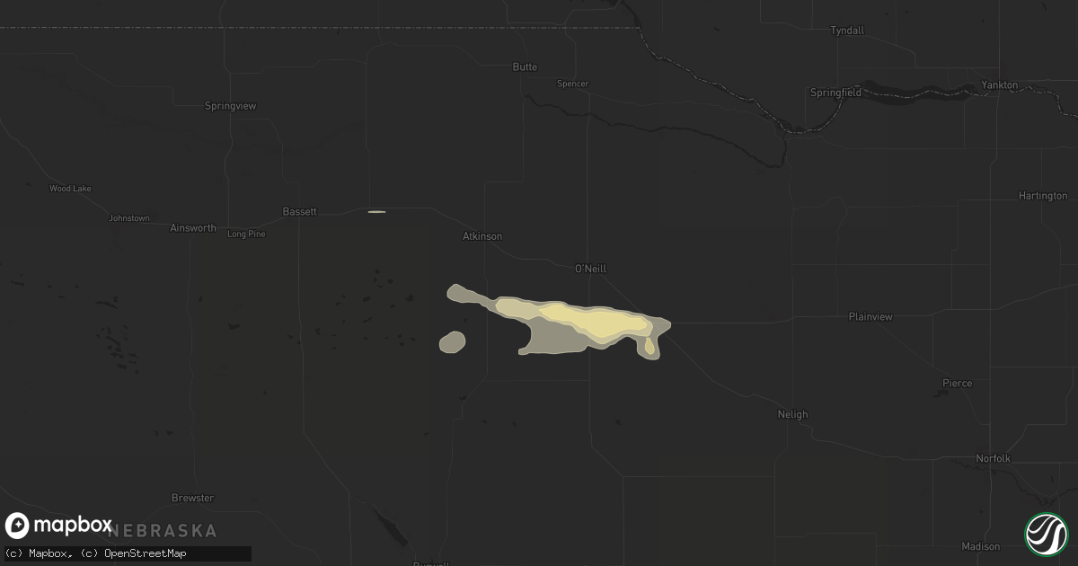 Hail map in Emmet, NE on August 15, 2024