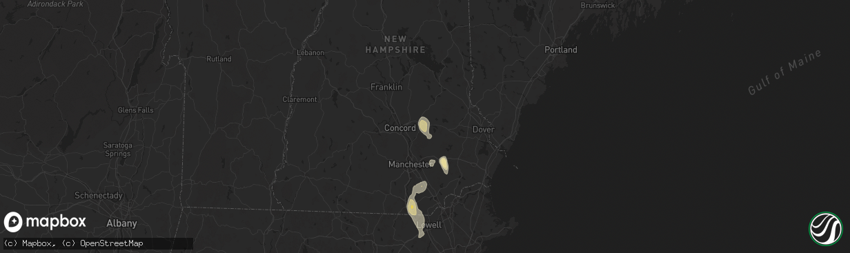 Hail map in Epsom, NH on August 15, 2024