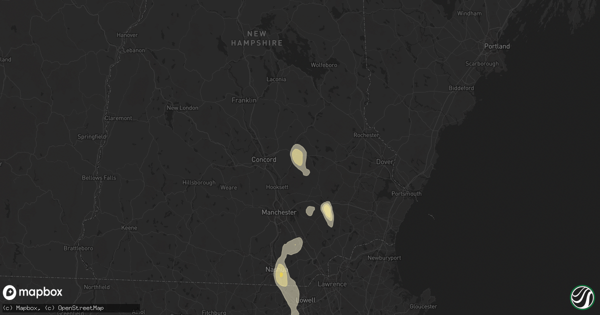 Hail map in Epsom, NH on August 15, 2024