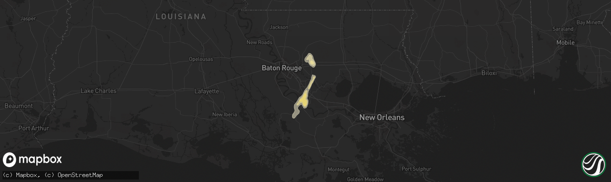 Hail map in Gonzales, LA on August 15, 2024