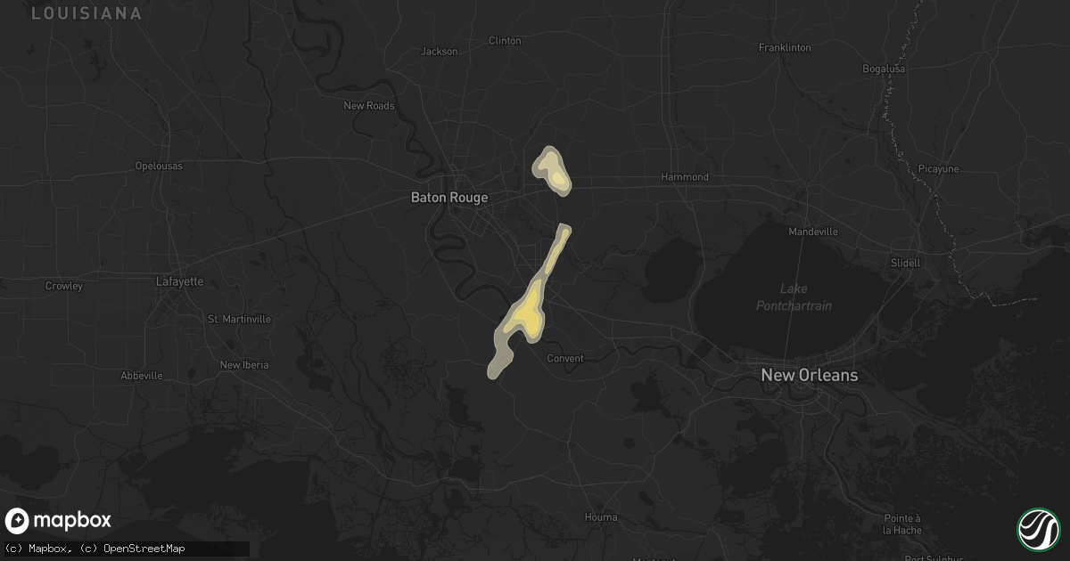 Hail map in Gonzales, LA on August 15, 2024