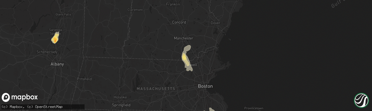 Hail map in Hudson, NH on August 15, 2024