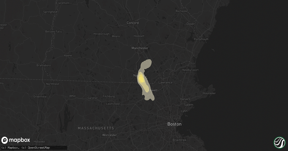 Hail map in Hudson, NH on August 15, 2024