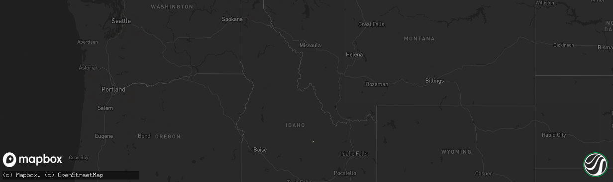 Hail map in Idaho on August 15, 2024