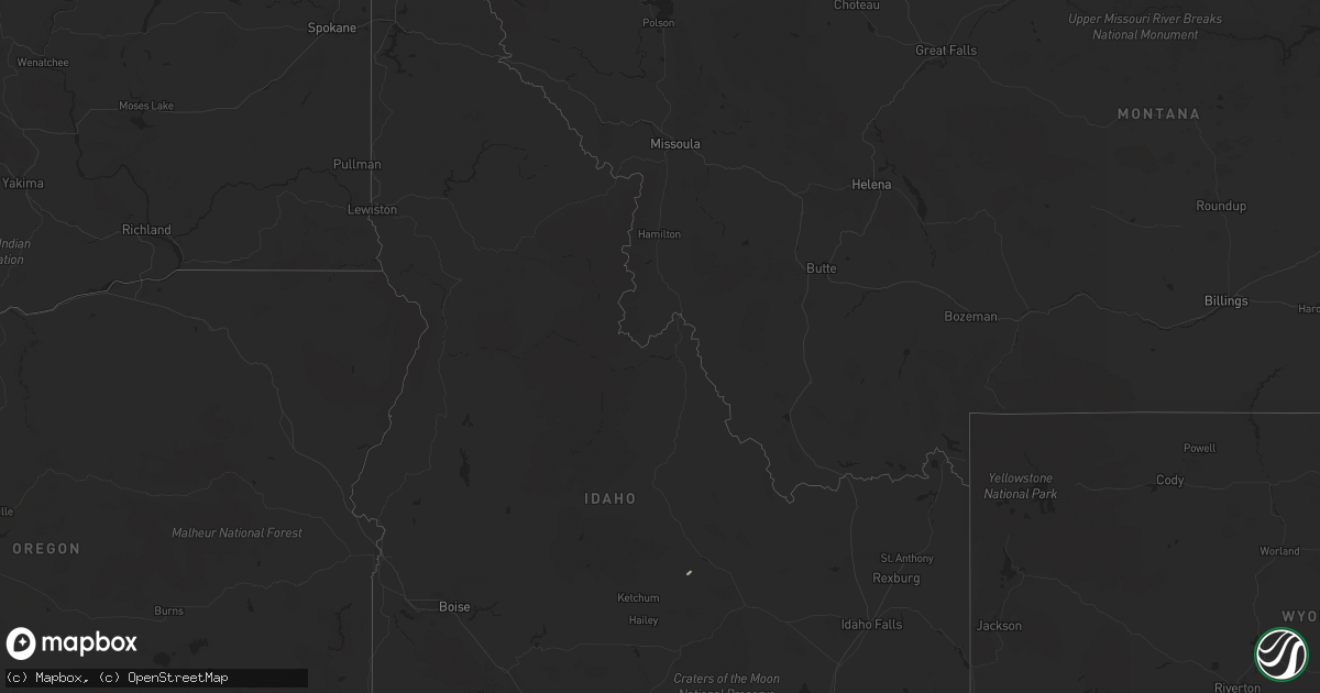 Hail map in Idaho on August 15, 2024
