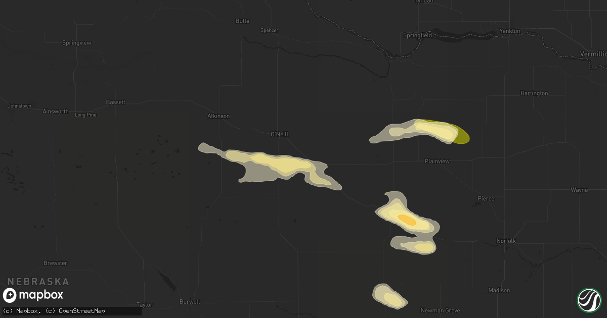 Hail map in Inman, NE on August 15, 2024