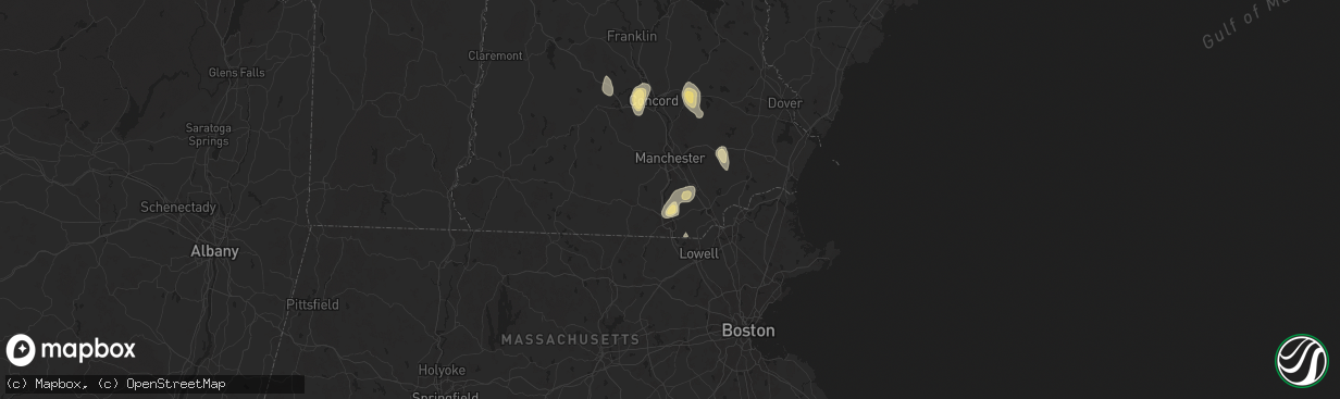 Hail map in Litchfield, NH on August 15, 2024