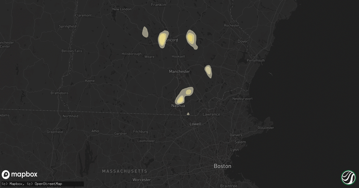 Hail map in Litchfield, NH on August 15, 2024