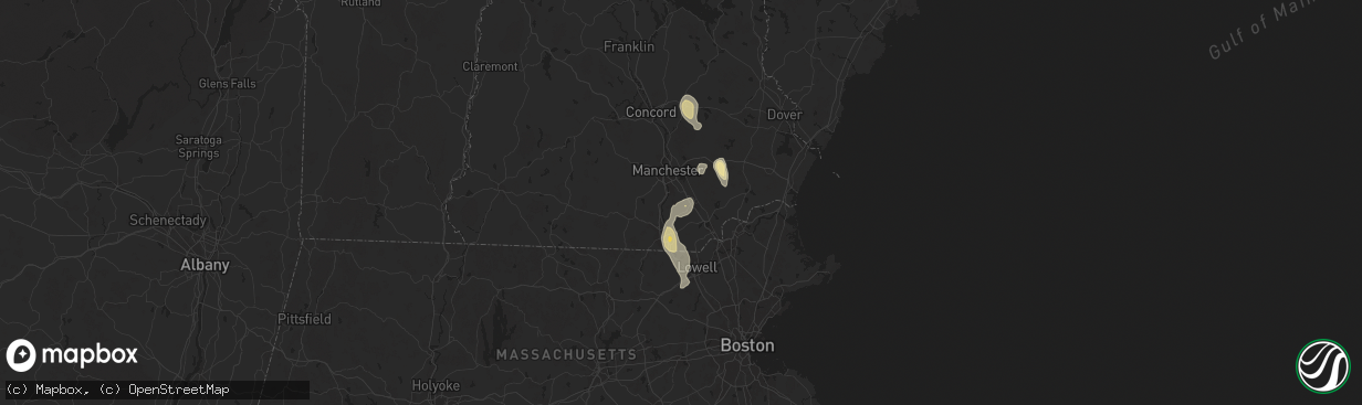 Hail map in Londonderry, NH on August 15, 2024