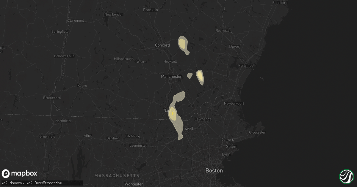 Hail map in Londonderry, NH on August 15, 2024