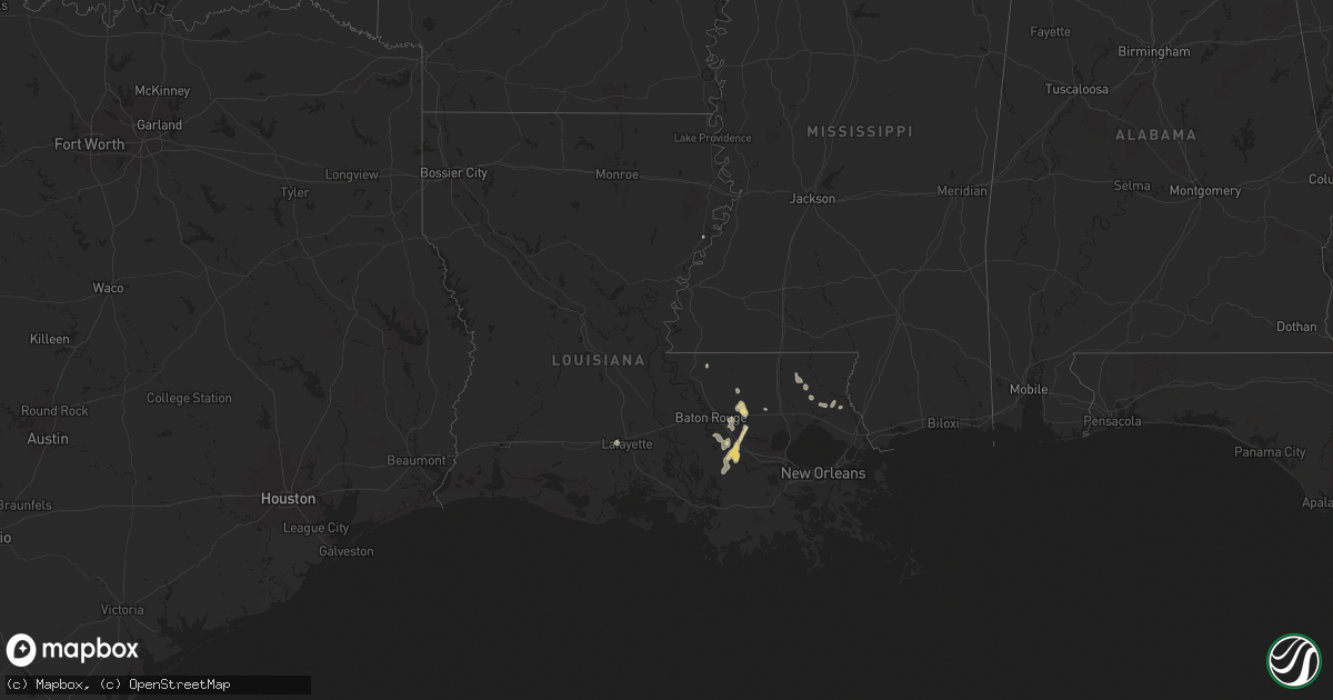 Hail map in Louisiana on August 15, 2024