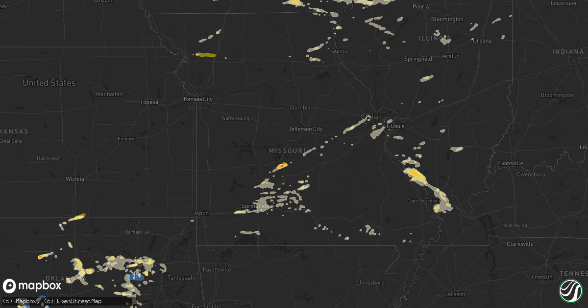 Hail map in Missouri on August 15, 2024