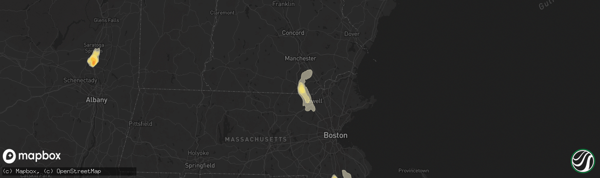 Hail map in Nashua, NH on August 15, 2024