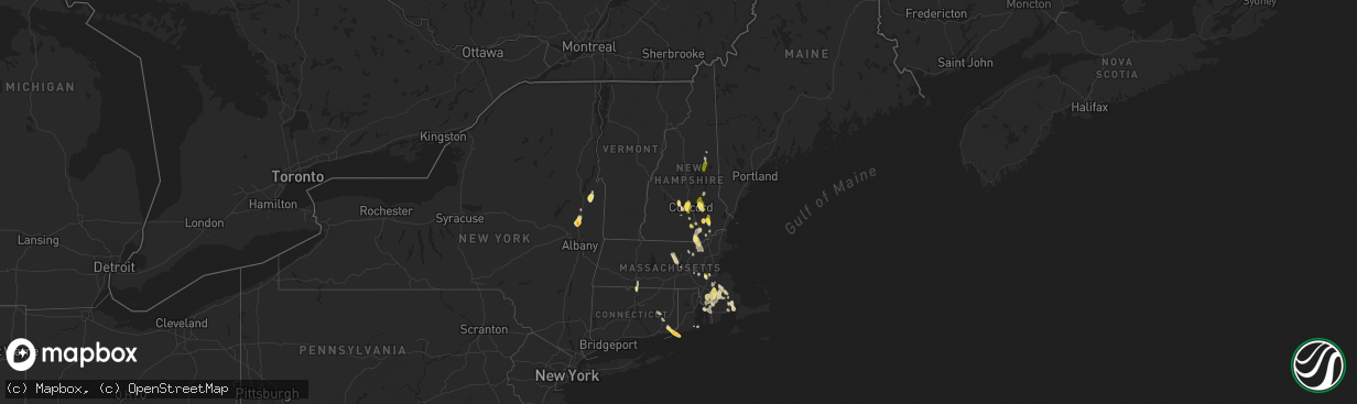 Hail map in New Hampshire on August 15, 2024