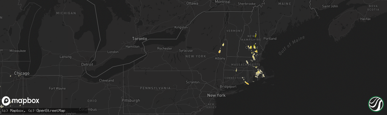 Hail map in New York on August 15, 2024