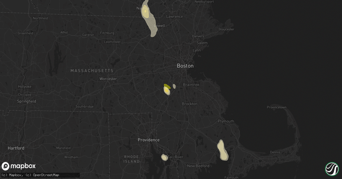 Hail map in Norwood, MA on August 15, 2024