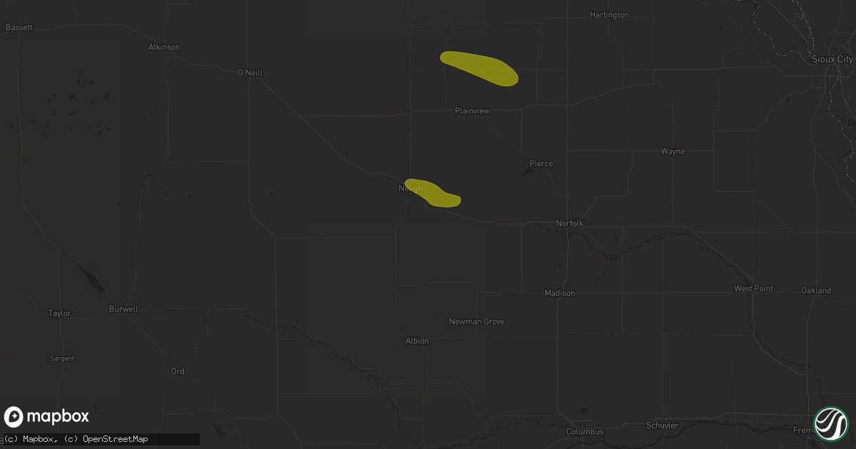 Hail map in Oakdale, NE on August 15, 2024