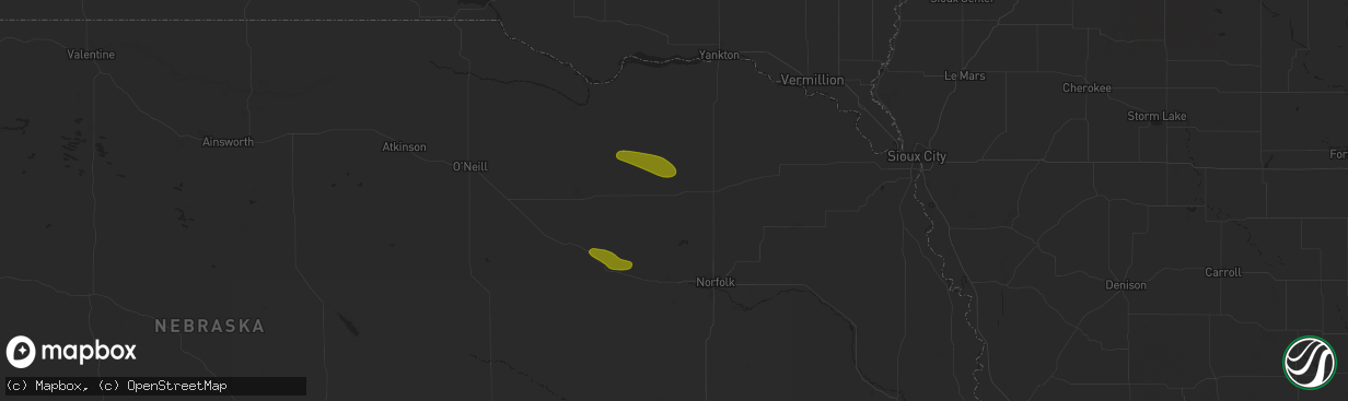 Hail map in Osmond, NE on August 15, 2024