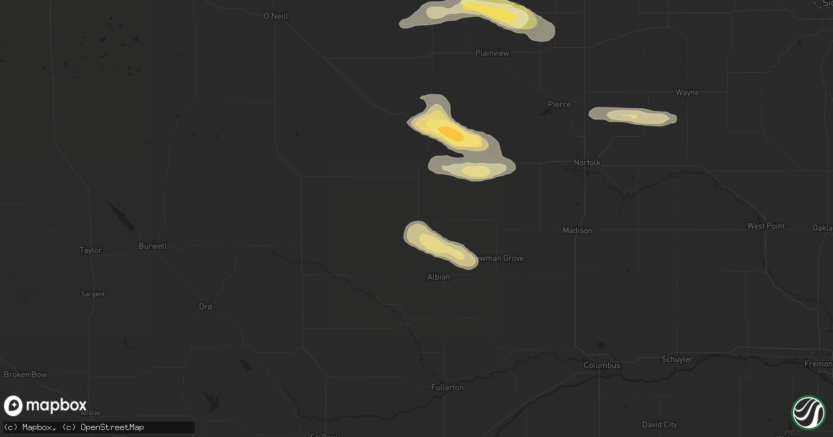 Hail map in Petersburg, NE on August 15, 2024