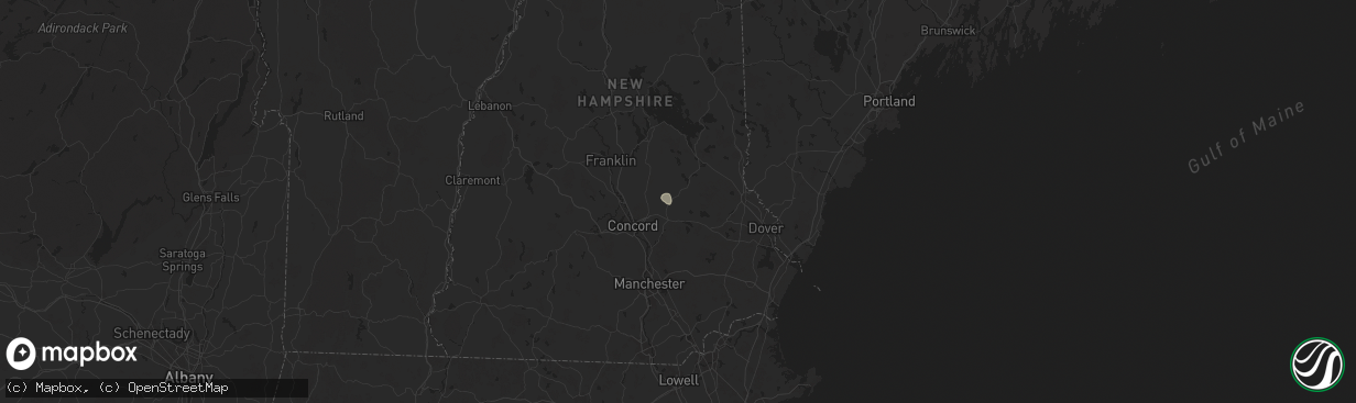 Hail map in Pittsfield, NH on August 15, 2024