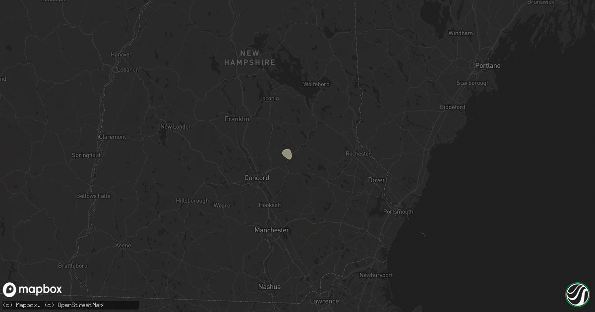 Hail map in Pittsfield, NH on August 15, 2024