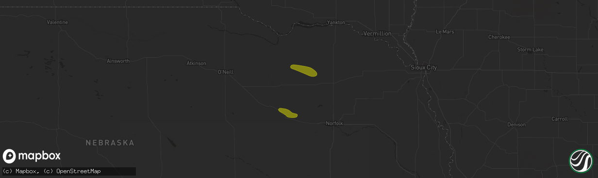 Hail map in Plainview, NE on August 15, 2024