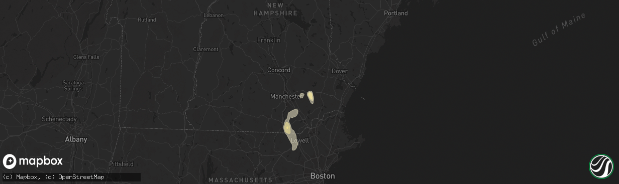 Hail map in Raymond, NH on August 15, 2024