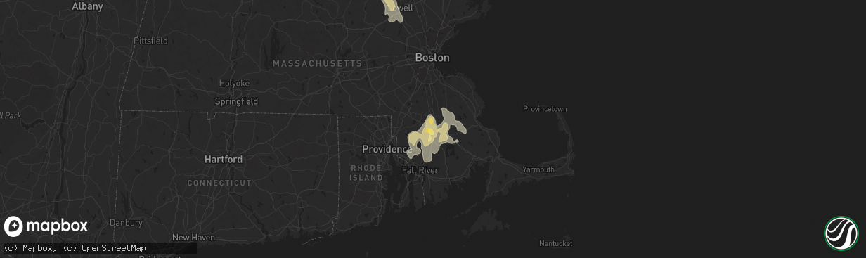 Hail map in Raynham, MA on August 15, 2024