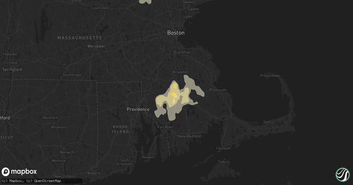 Hail map in Raynham, MA on August 15, 2024